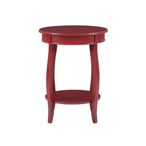 Powell Company Justine 18 In. Red Round Wood Side End Table With Shelf - Picture 2 of 8