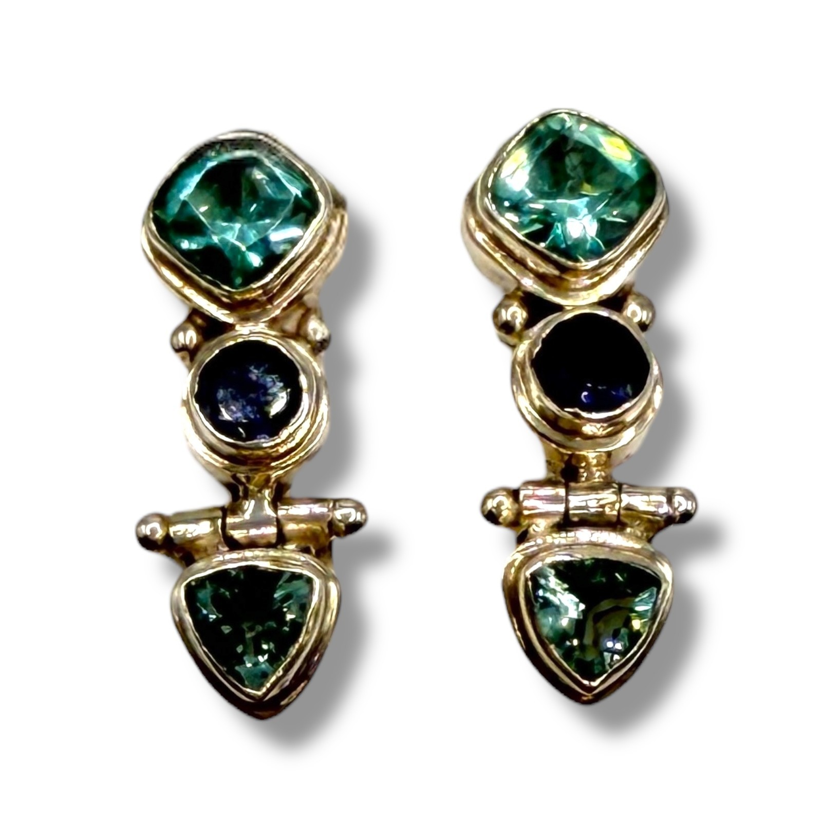 Solid 925 Sterling Silver Genuine Multicolor Gems… - image 1