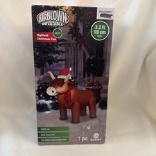 Gemmy 3.2  Highland Cow Airblown Inflatable Holiday Farm Animal LED Christmas
