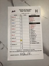 Chicago White Sox @ New York Mets Game Used Lineup Card Signed By Buck Showalter