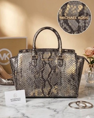 Michael Kors Selma Sand Python Shoulder Bag Excellent Condition Perfect SHIP 