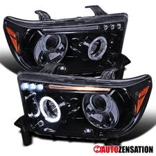 Fit 2007-2013 Toyota Tundra 08-17 Sequoia Smoke LED Halo Projector Headlights