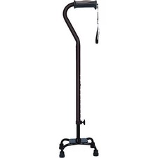 Adjustable Ergonomic Quad Cane for Right or Left Hand Use Black Small Base