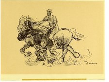 DILL OTTO  OFFSET   LITHOGRAFIE  2 PFERDE MIT REITER  ca. 1945