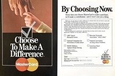 1987 MASTERCARD Choose Mastercard to Make a Difference Vintage Print Ad