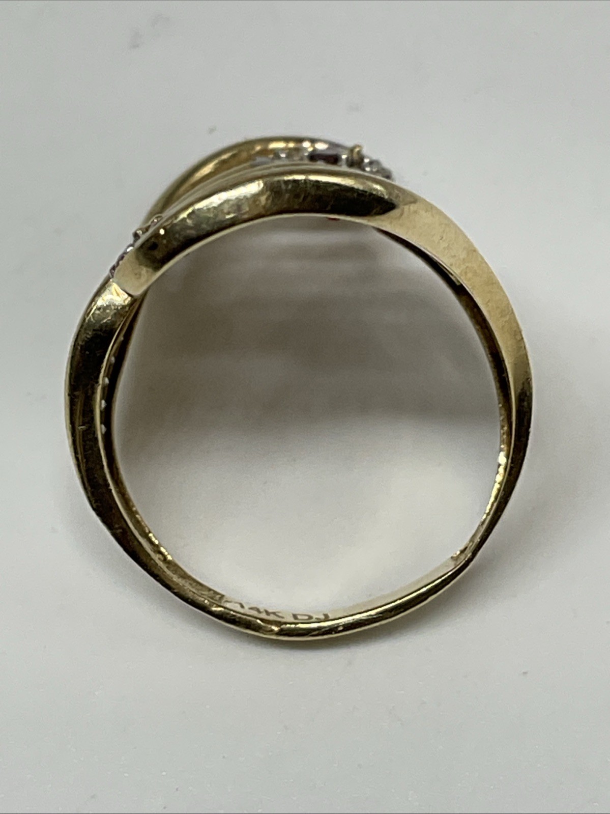 WAVE Ring Solid 14K Yellow Gold Multicolor CZ Fil… - image 8