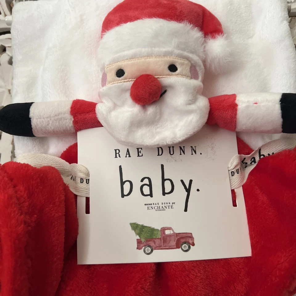 Rae Dunn Bebé Bebés Primera 1ª Manta de Navidad Blanca Roja con Peluche de Papá Noel 40x30 Foto 3 de 4