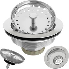 Kitchen Sink Drain 3-1/2 Inch Brushed Stainless Steel Sink Drain Strainer Ass...