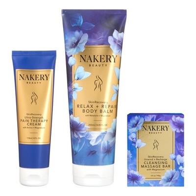 Nakery Beauty 3-piece SkinRecovery Cream, Balm & Magnesium Bar Set-NEW