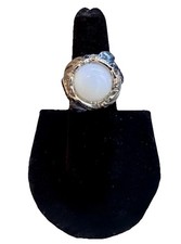 Women  s Faux Oval  Sapphire And Silver Fashion Ring Size 6