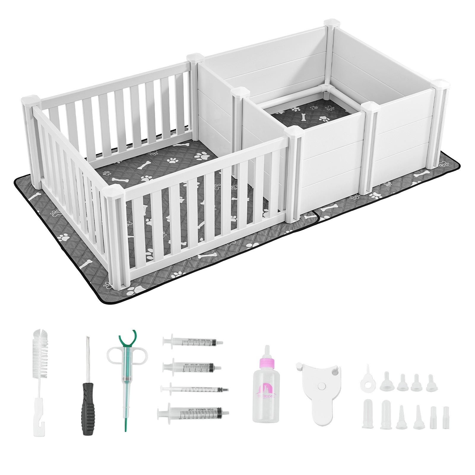 Parc de Mise Bas Uimoso 186,5 cm en Oxford Premium avec Mousse et Tapis Confort