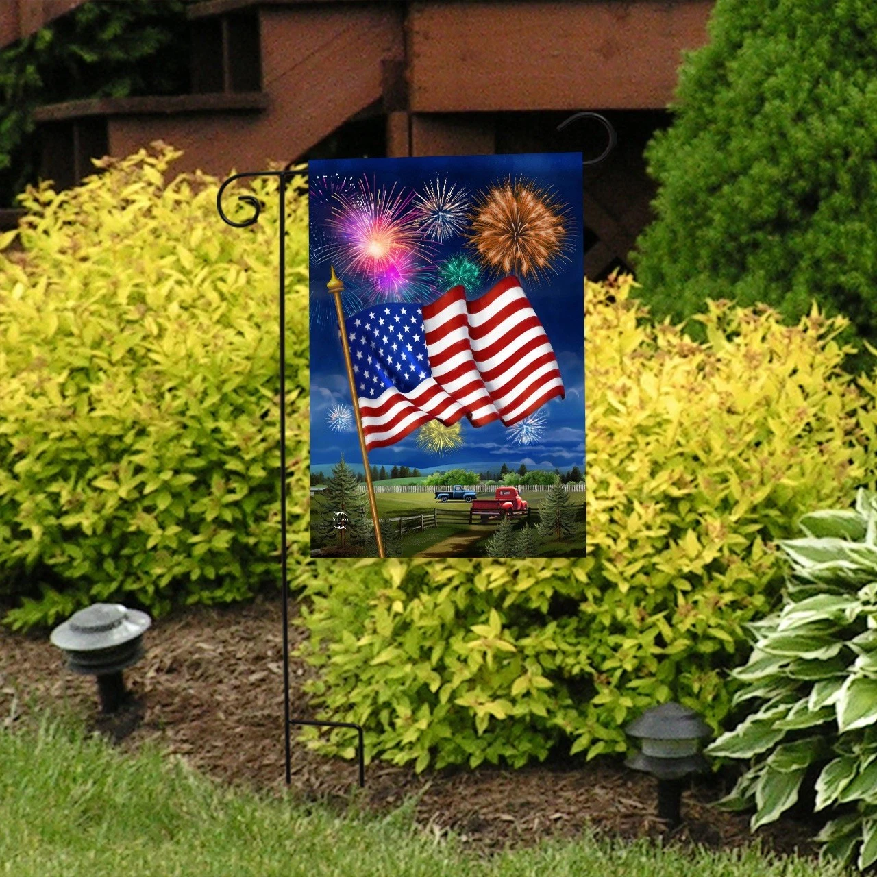 Briarwood Lane American Flag Firework Garden Flag