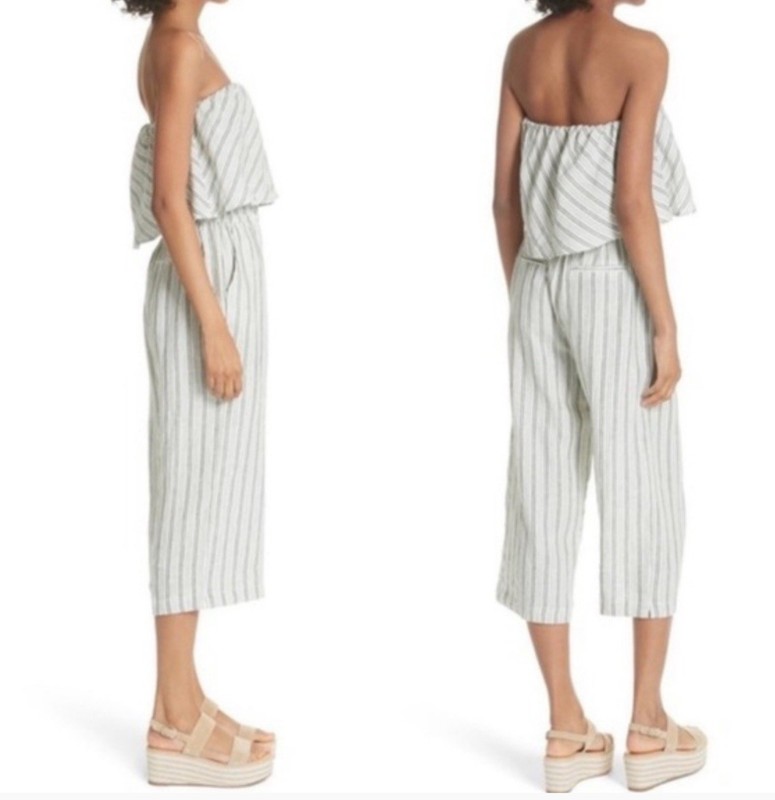 Joie Women’s Linen Strapless Cropped Jumpsuit Size Small