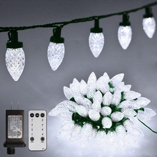 C9 Christmas String Lights 66Ft 100 LED Waterproof Outdoor Cool White with Remot