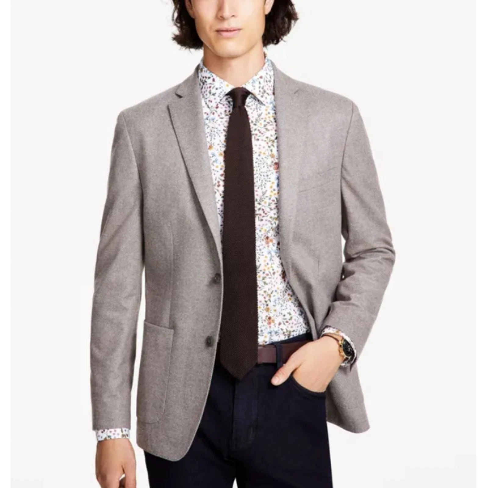 Bar III Men’s Slim-Fit Knit Sport Coat Size 36R Tan Tailored Travel/Office NWT