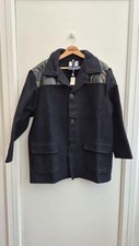 Heavy Wool Leather Donkey Jacket Large Black Chore Made England British Workers