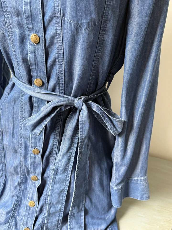 Calvin Klein denim Shirtdress Dress long sleeve button up womens sz 8 M - Image 3 of 4