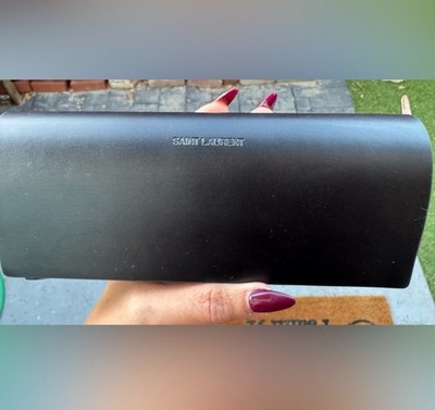 Saint Laurent Black Leather Eye Glass, Sunglass Case