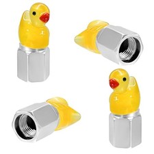 4 PCS Duck Tire Stem Caps, Funny Glow-in-The-Dark Valve Stem Yellow  Silver