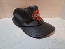 Vintage Genuine Leather Harley Davidson Hat Cap Made In USA One Size Adjustable