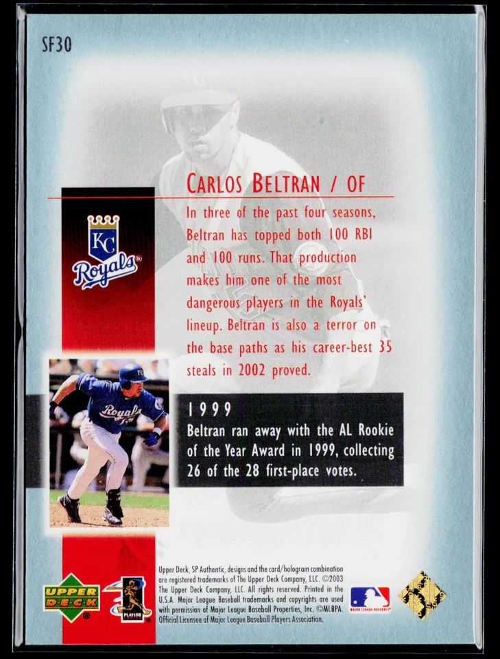 Carlos Beltran 2003 SP Authentic Superstar Flashback #SF30 SN Kansas City Royals - Image 2 of 2