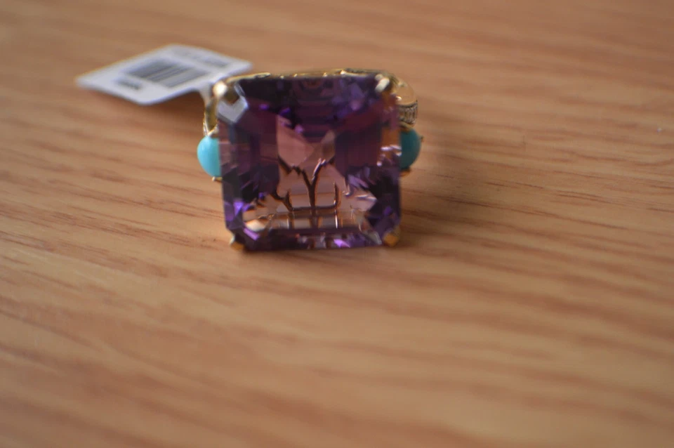 26.90ct Premium Moroccan Amethyst / Multi Gem Ring 14K YG over Fine Silver Sz 10 - Image 4 of 4