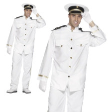 80s Sailor Navy Officer Captain Mens Fancy Dress Costume M L