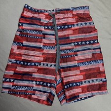 Speedo Lined Swimsuit Shorts Men s S Patriotic Stars and Stripes 2354