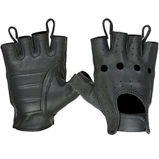 Hugger Men's Fingerless Motorcycle Gloves Summer Riding Open Knuckle Ventilated