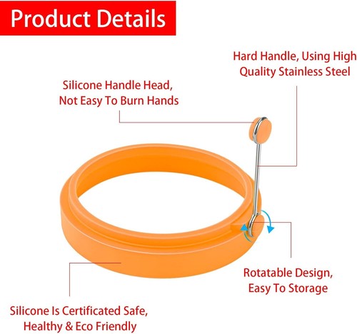 8Pcs Egg Ring Silicone Round Egg Cooking Rings Non-Stick Frying Egg Maker Molds - Picture 2 of 8