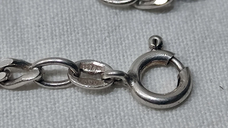 COLLANA CATENINA in MAGLIA con PENDENTE CUORE ARGENTO 800 VINTAGE ANNI 60/70 - Immagine 4 di 4