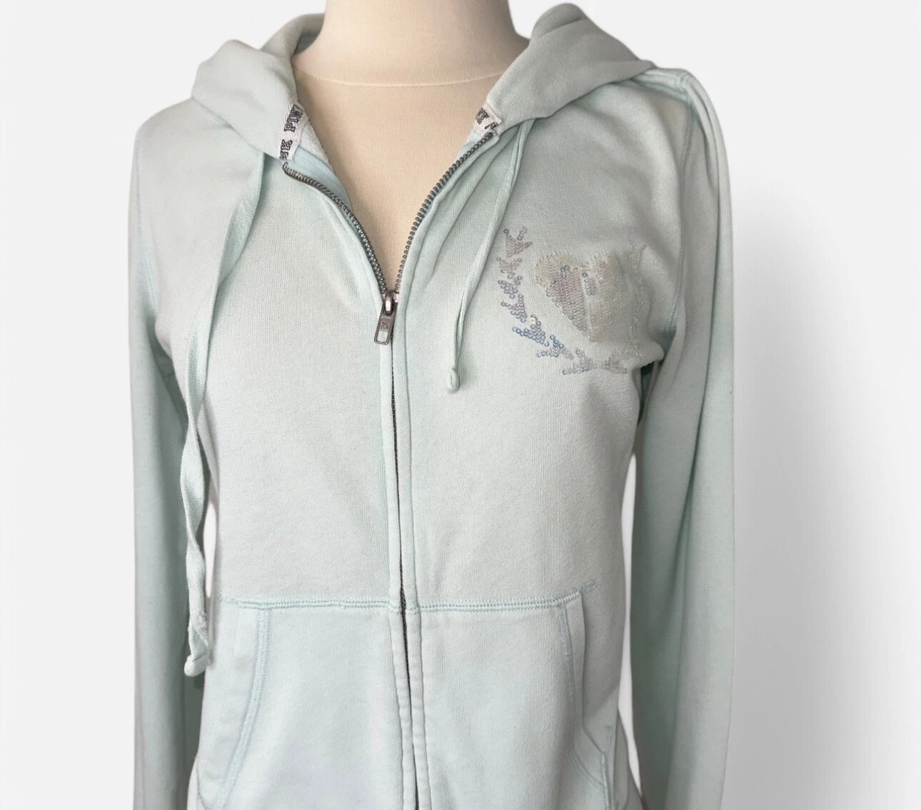 UNDERCOVER Felpa con cappuccio Victoria’s Secret rosa rara vintage full zip Bling Campus Y2K taglia small