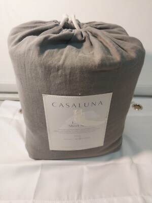 Casaluna Full Size  Washed 100% Linen 4PC Sheet Set Dark Grey