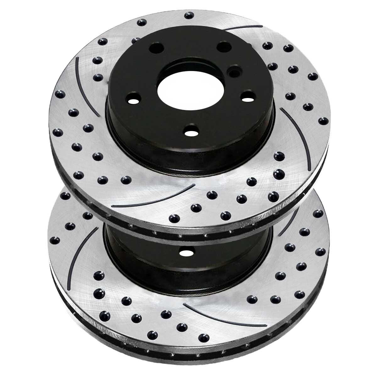 Front Drilled Brake Rotors Black Pair 2 for BMW Z4 325Ci 320i 325i