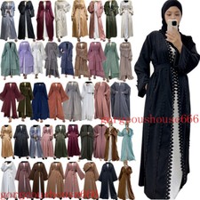Evening Open Kaftan Abaya Women Cardigan Maxi Dress Muslim Kimono Ramadan Gown