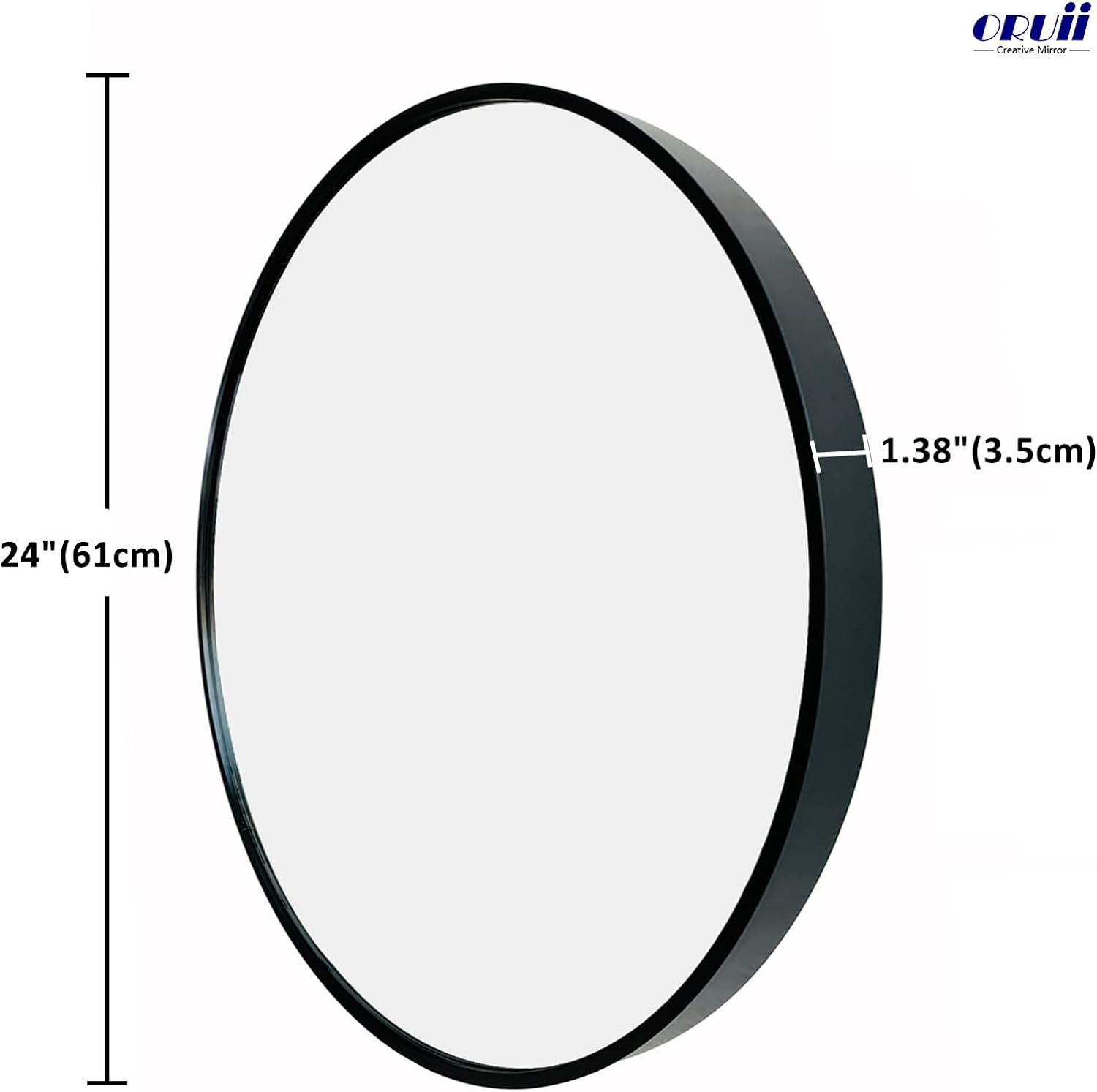 round Mirror, Black round Mirror 24 Inch, round Wall Mirror Metal Frame
