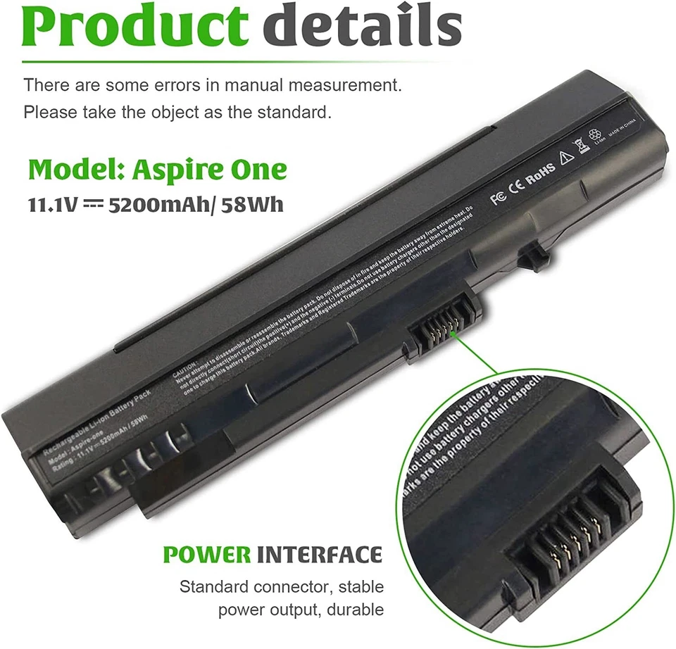 Acer Aspire One Laptop Battery 11.1V 5200mAh A110-Ab A110-Ac A110-AG D150 Series - Image 3 of 4