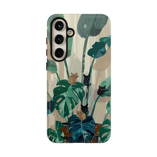 Phone-Ink iPhone, Pixel, Samsung Galaxy Case - Monstera Green Plant Cats - 第 100/191 張圖片