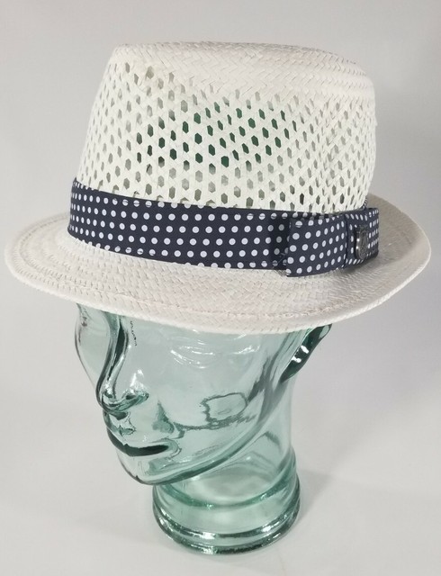 Polka Dot Light Fedora Cap Hat RARE 