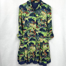 Vintage Watercolor Floral Dress Womens Small Handmade Quiet Luxury Lined READ
