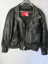 MID AMERICA MOTORWORKS Men's CORVETTE Black Leather Bomber Jacket Size M