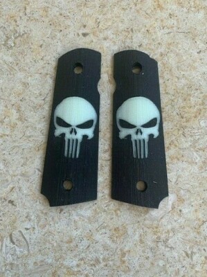 Punisher Skull 1911 Grips – Glow In The Dark – Full Size – 3D Printed – Fits Colt, Kimber, Springfield