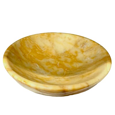 Yellow Marble Centerpiece Bowl Home Decor Interior Design 20X6Cm