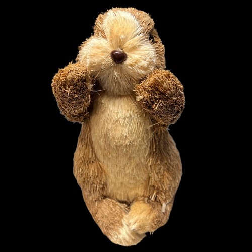 Sisal Tan Beige Woodland Bunny Rabbit Figurine 9.5" Fall Decor - Picture 6 of 7