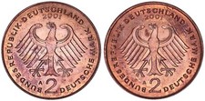 BRD 2 DM-Probe zu J.424 Probe Kopplung der Adlerseiten 2001 A  121874