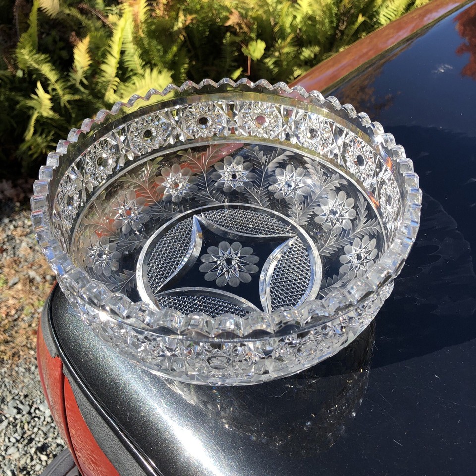 H.C Fry Pershing Pattern American Brilliant Cut Glass Crystal Bowl