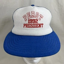 Vintage Ross Perot President 1992 Snapback Hat Blue White Trucker Foam