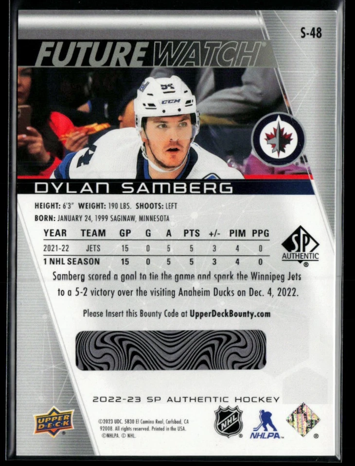 2022-23 SP Authentic Spectrum FX #S-48 Dylan Samberg - Image 2 of 2