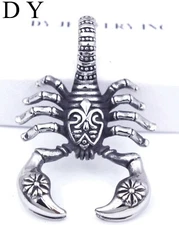 DY Men's  Stainless Steel Silver Scorpion Pendant Unisex plus Gift Box