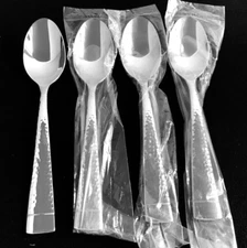 New ONEIDA Stainless SAMBRE Set 4 TEASPOONS 6 3/8" Glossy Hammered Flatware NEW